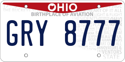 OH license plate GRY8777
