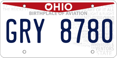 OH license plate GRY8780