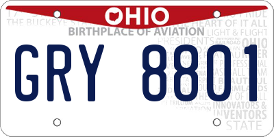 OH license plate GRY8801