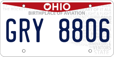 OH license plate GRY8806