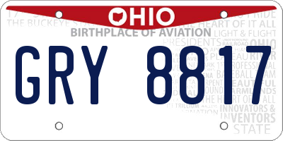 OH license plate GRY8817