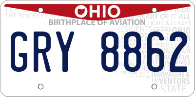 OH license plate GRY8862