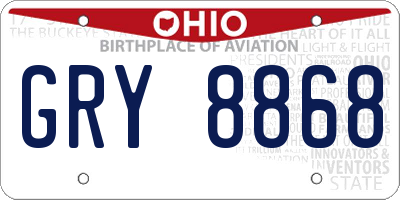OH license plate GRY8868