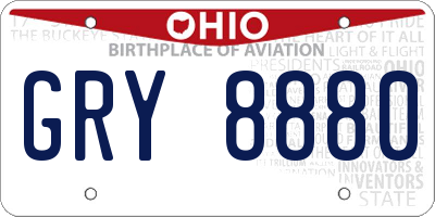 OH license plate GRY8880