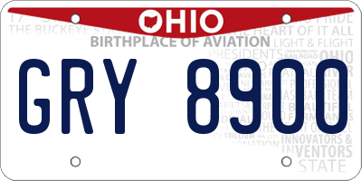 OH license plate GRY8900