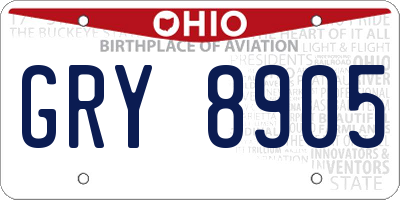 OH license plate GRY8905