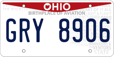 OH license plate GRY8906