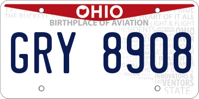 OH license plate GRY8908