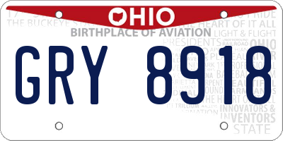 OH license plate GRY8918