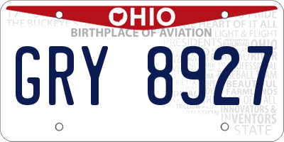 OH license plate GRY8927