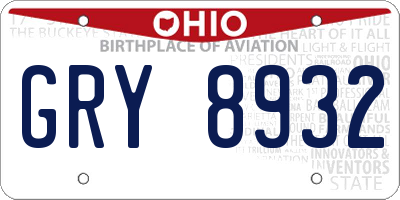 OH license plate GRY8932