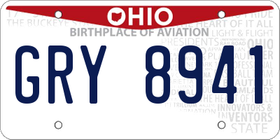 OH license plate GRY8941