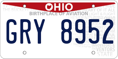 OH license plate GRY8952