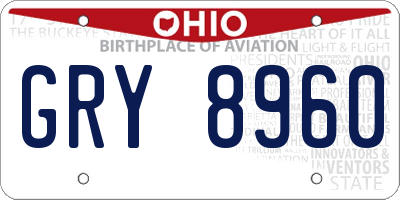 OH license plate GRY8960