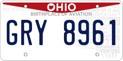 OH license plate GRY8961