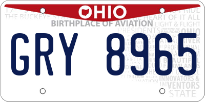 OH license plate GRY8965