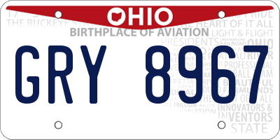 OH license plate GRY8967