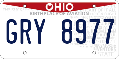 OH license plate GRY8977