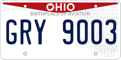 OH license plate GRY9003