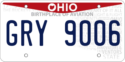 OH license plate GRY9006