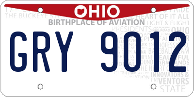 OH license plate GRY9012