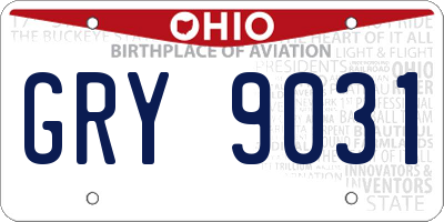 OH license plate GRY9031