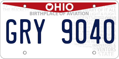 OH license plate GRY9040