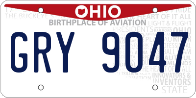 OH license plate GRY9047