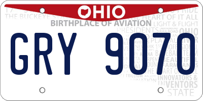 OH license plate GRY9070