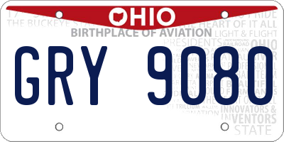 OH license plate GRY9080