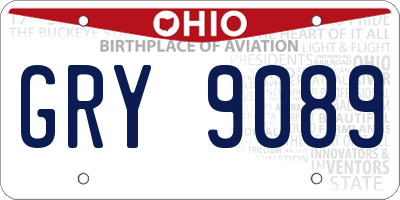 OH license plate GRY9089