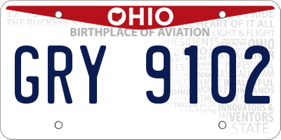 OH license plate GRY9102