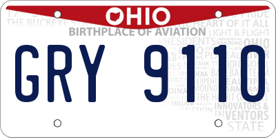 OH license plate GRY9110