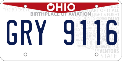OH license plate GRY9116