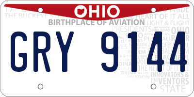 OH license plate GRY9144