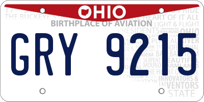 OH license plate GRY9215
