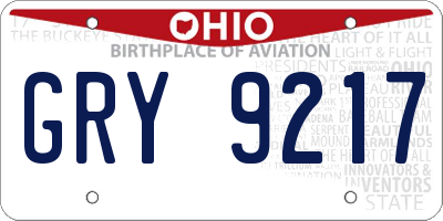 OH license plate GRY9217