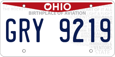 OH license plate GRY9219