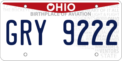 OH license plate GRY9222