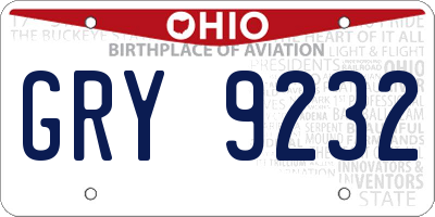 OH license plate GRY9232