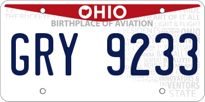 OH license plate GRY9233