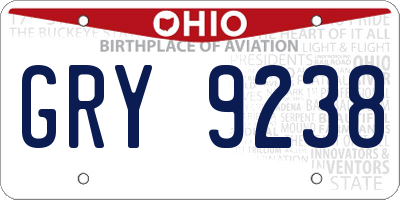 OH license plate GRY9238