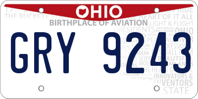 OH license plate GRY9243