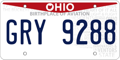 OH license plate GRY9288