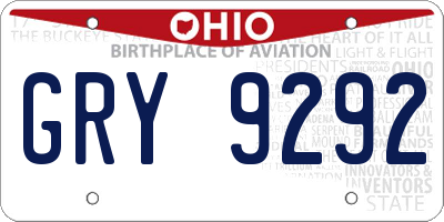 OH license plate GRY9292