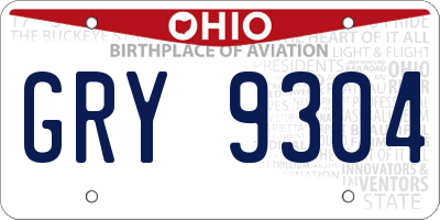OH license plate GRY9304
