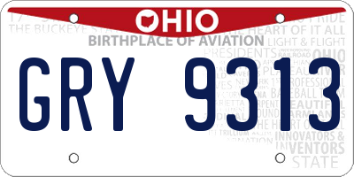 OH license plate GRY9313