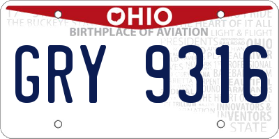 OH license plate GRY9316