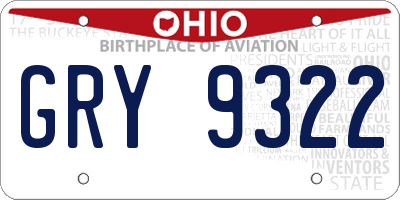 OH license plate GRY9322