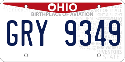 OH license plate GRY9349